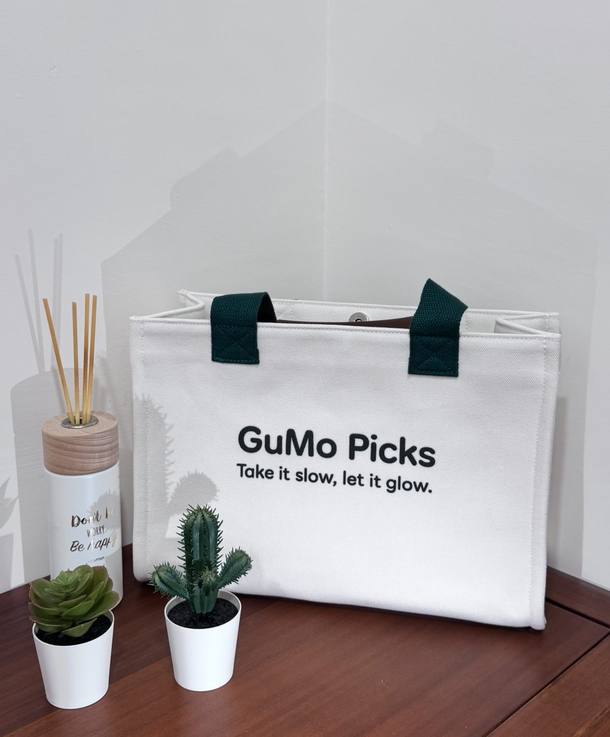 GuMo 龜貓｜皮革提把文青帆布包