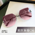 JUDE CO 鑽石切邊無邊框女用墨鏡 (附時尚眼鏡盒)_7
