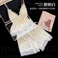 JOLLY DOLCE法式慵懶冰絲睡衣套裝（性感V領/帶胸墊/居家美學)_9