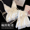 JOLLY DOLCE法式慵懶冰絲睡衣套裝（性感V領/帶胸墊/居家美學)_4