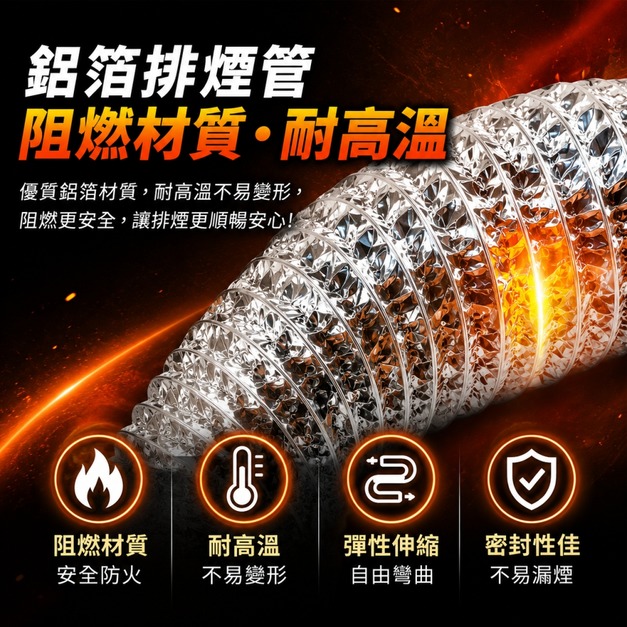 鋁箔排風管 鋁箔排氣管 排煙管 廚房抽油煙排風管 排風管 伸縮鋼絲軟管 抽油煙機 抽風機 抽風管 耐熱鋁箔管