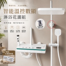 L5雙燈帶款 智能恆溫花灑 增壓蓮蓬頭組 淋浴花灑套裝 贈30公分立桿一隻 淋浴蓮蓬頭 浴室花灑蓮蓬頭