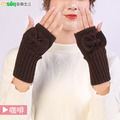 【Osun】新款韓版秋冬少女可愛時尚針織毛線保暖半指露指手套手臂套(CE367-CE368)_7