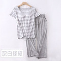 【Osun】莫代爾中大尺吋bra-t條紋帶胸墊短袖七分褲睡衣套裝寬鬆居家休閒服(顏色任選/CE406)_9