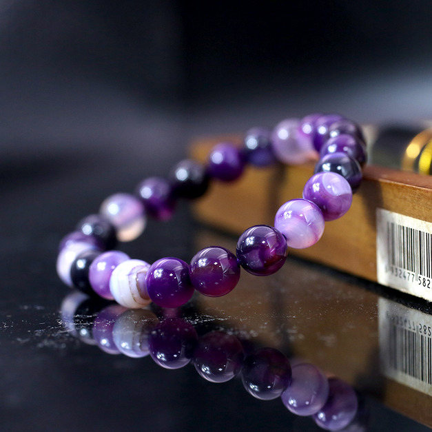 【D.S. jewellery 德山珠寶】5A級8mm夢幻紫色條紋瑪瑙造型手鍊#01/02款(CE476)