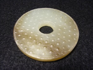 漢 白玉乳丁紋璧 外徑5.05內徑1.2厚0.48公分-歡迎來店鑑賞