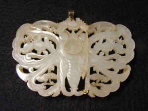 明 白玉蝴蝶合契 長8.0公分寬5.5公分厚0.48公分-歡迎來店鑑賞