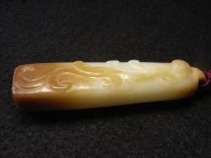 清 白玉螭龍紋翎管 長7.7寬1.6高1.6公分-歡迎來店鑑賞