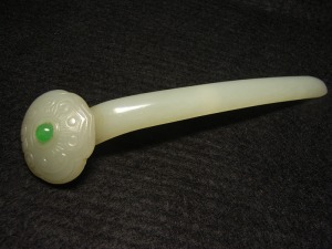 明 白玉日光雲紋髮簪 長度13.1公分-歡迎來店鑑賞