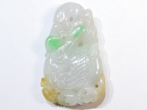 A124 緬甸翡翠寶鴨穿蓮花件 長4.27厘米寬2.54厘米厚0.77厘米