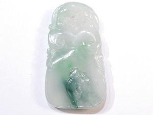 A121 緬甸翡翠獾喜如意花件 長3.31厘米寬1.88厘米厚0.63厘米