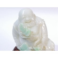 A304 緬甸翡翠招財布袋和尚 布袋和尚高7.5厘米寬8厘米厚5厘米 重量298g 連木座高10.2厘米_1