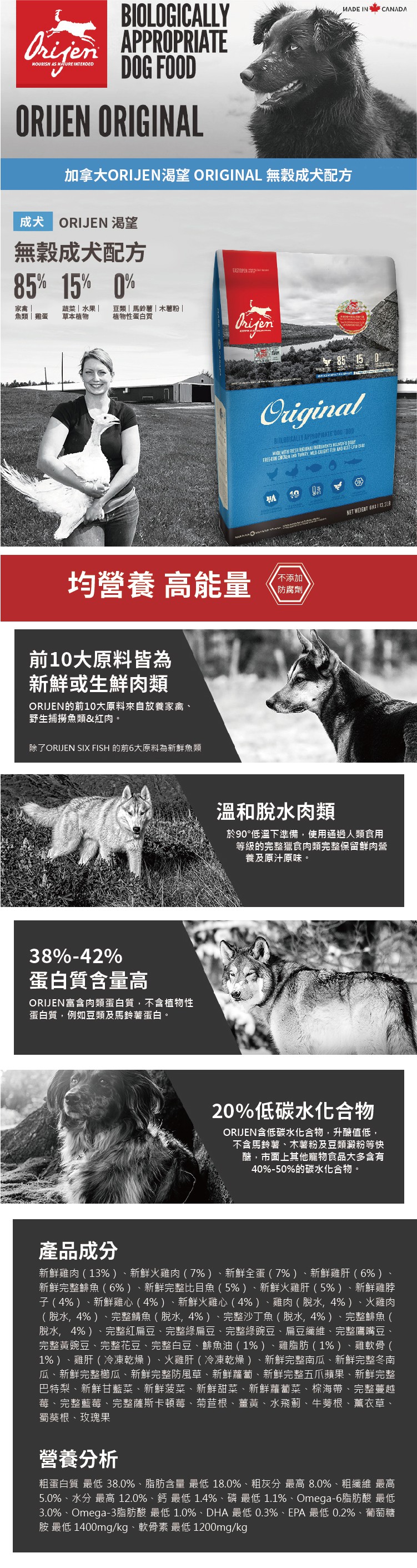 Orijen 渴望 無穀成犬配方 2kg