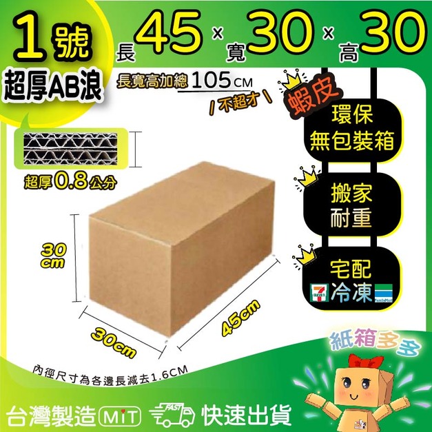 1號超厚AB浪紙箱(一組20個)