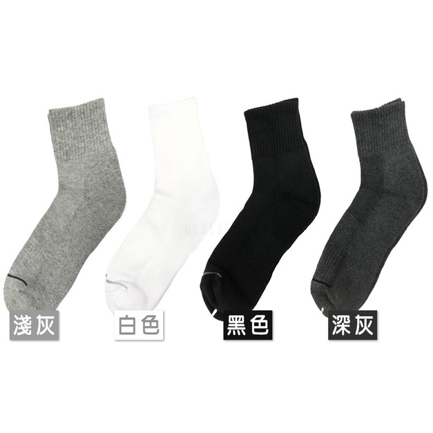 純色單線厚底中筒襪 氣墊長襪 F01