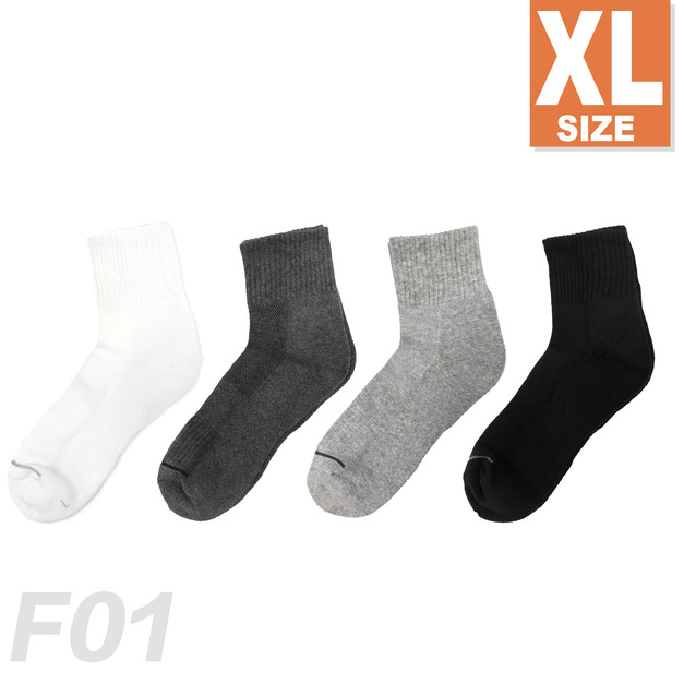 純色單線厚底中筒襪 氣墊長襪 F01XL 加大尺碼 