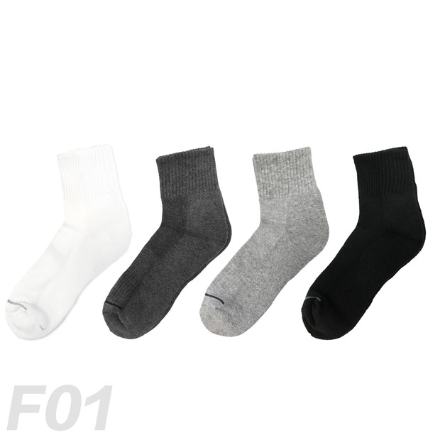純色單線厚底中筒襪 氣墊長襪 F01