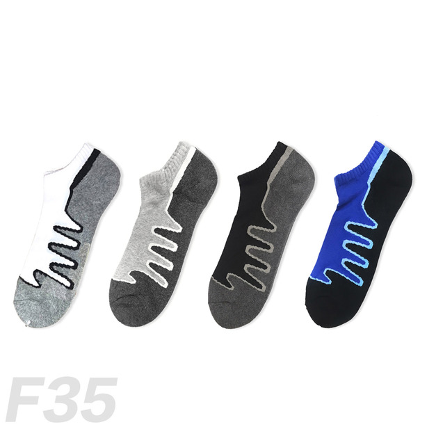 波浪紋運動厚底船短襪 F35