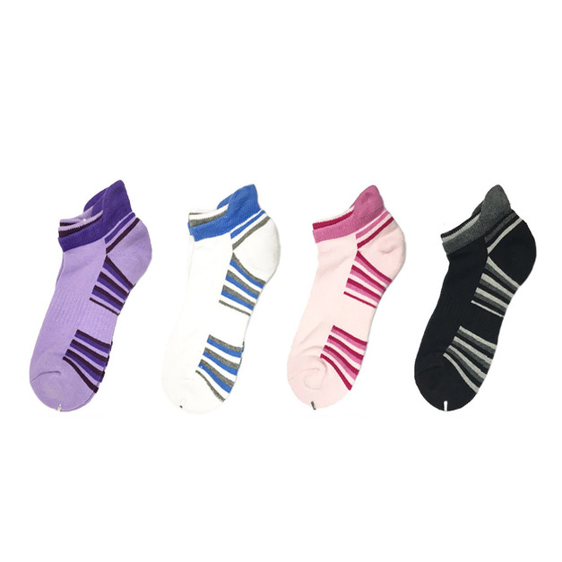 雙側翼線條厚底船短襪 F43（黑色）