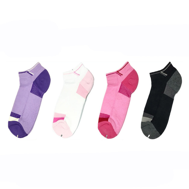 網格拼色厚底船短襪 F44