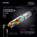【ONPRO】UC-C2CPD200G USB-C to C PD100W 快充傳輸線（200cm）_3