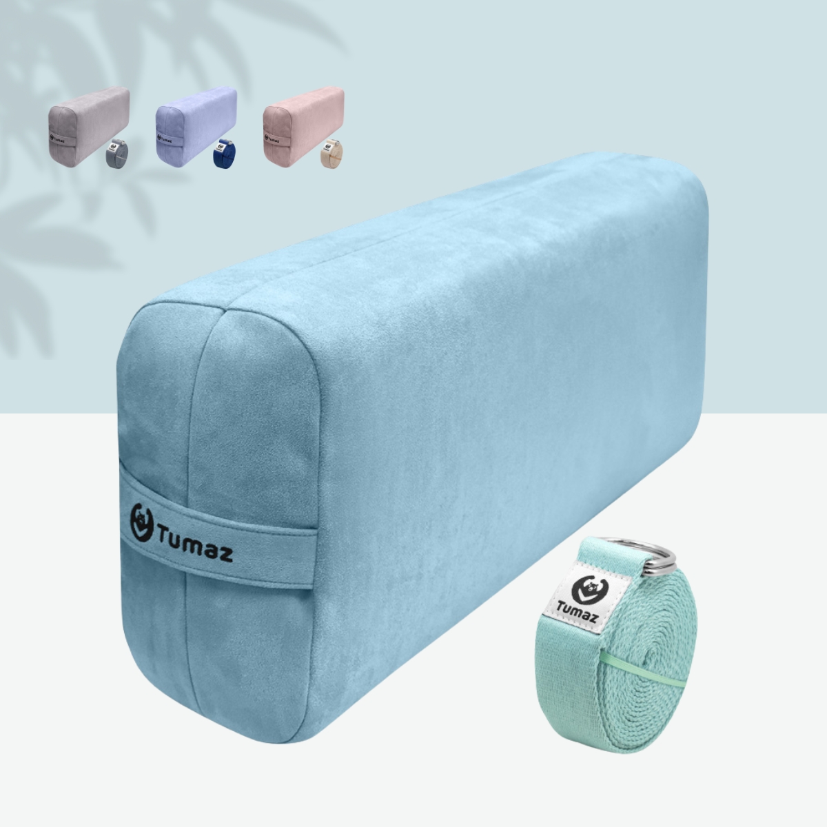 雙面硬度瑜珈枕 附伸展帶 (硬度一面40D一面50D)