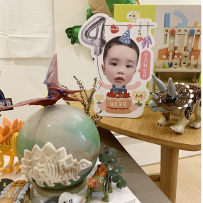 可愛照片生日立牌－銀色汽球