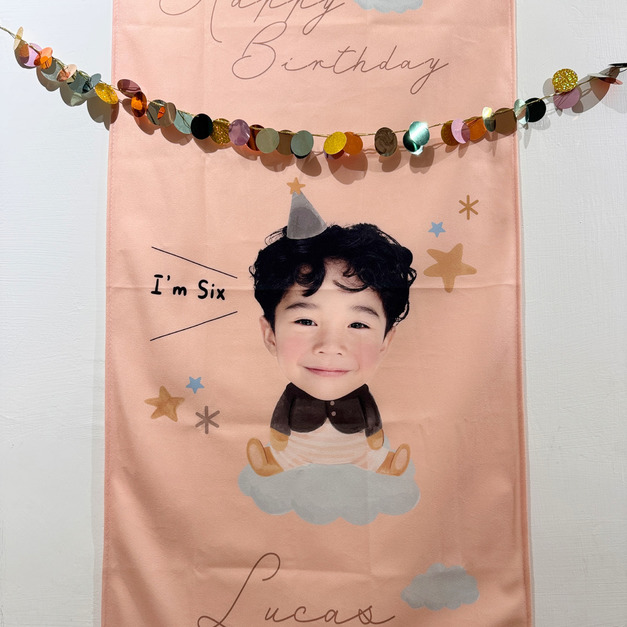 可愛照片生日布條