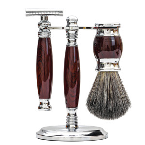 【FREED】豪華四件雙刃刮鬍刀禮盒- 仿紫紅檀木