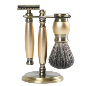 雙刃式古銅刮鬍刀豪華禮盒四件組 - 阿波羅