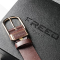 【FREED】復古馬蹄扣商務休閒頭層牛皮皮帶 - 咖啡色_3