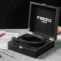 【FREED】仿蛇紋黑邊方形扣頭商務休閒頭層牛皮自動皮帶_1