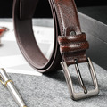 【FREED】時尚方形扣商務休閒頭層牛皮皮帶 - 咖啡色_8