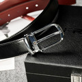 【FREED】時尚銀色馬蹄扣商務正式頭層牛皮皮帶_5
