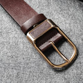【FREED】復古馬蹄扣商務休閒頭層牛皮皮帶 - 咖啡色_5
