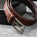 【FREED】時尚方形扣商務休閒頭層牛皮皮帶 - 咖啡色_10