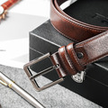 【FREED】時尚方形扣商務休閒頭層牛皮皮帶 - 咖啡色_6