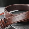 【FREED】時尚方形扣商務休閒頭層牛皮皮帶 - 咖啡色_4