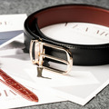 【FREED】時尚金色馬蹄扣商務正式頭層牛皮皮帶_6