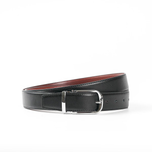 【FREED】時尚銀色馬蹄扣商務正式頭層牛皮皮帶