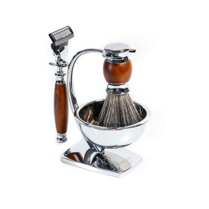 五刀式刮鬍刀天行者禮盒五件組 -  仿胡桃木