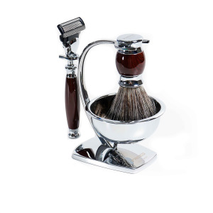 五刀式刮鬍刀天行者禮盒五件組 -  仿紫紅壇木