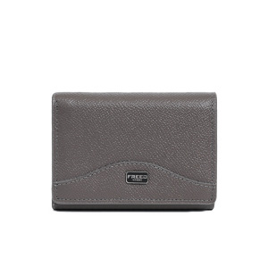 【FREED】經典 Epsom 粒面真皮短夾  三折短夾 - 鈦光灰