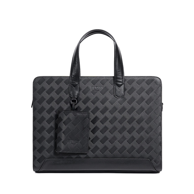 【FREED】編織壓花斜方格手提公事包