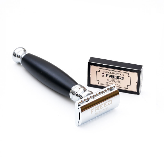 【FREED】封閉式復古雙刃安全刮鬍刀- 極致黑  (附刀片10片)