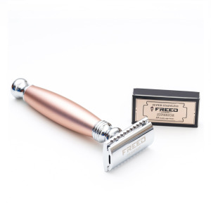 【FREED】封閉式復古雙刃安全刮鬍刀- 玫瑰金  (附刀片10片)