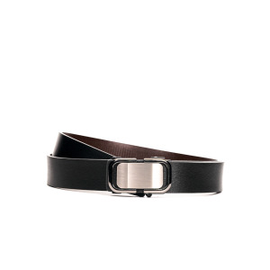 【FREED】 幾何造型素面商務真皮自動皮帶 - 槍色