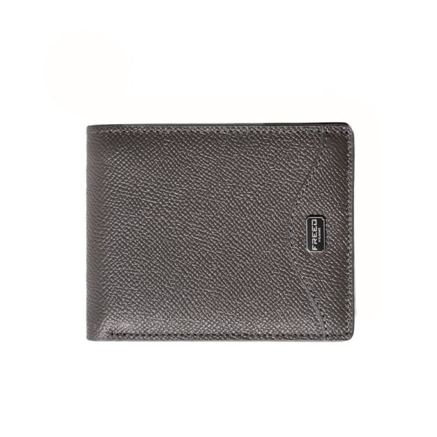 【FREED】經典 Epsom 粒面真皮短夾 - 鉑金灰