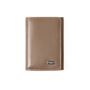 【FREED】紳士極潤頭層納帕(Nappa)真皮三折短夾 - 沙丘棕