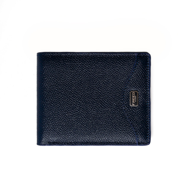 【FREED】經典 Epsom 粒面真皮短夾 - 海軍藍